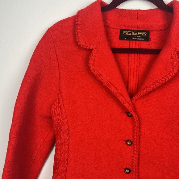 Geiger Tyrol red wool structured women’s coat jacket size 42 - Picture 2 of 11